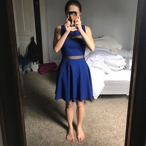 Lush blue mesh cutout dress